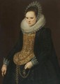 Portrait Of A Lady, Three Quarter Length, In An Embroidered Mill Ruff, A Black Dress And A Bonnet - Cornelis van der Voort