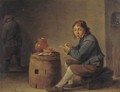 A Young Man Seated Filling His Pipe - (after) David The Younger Teniers