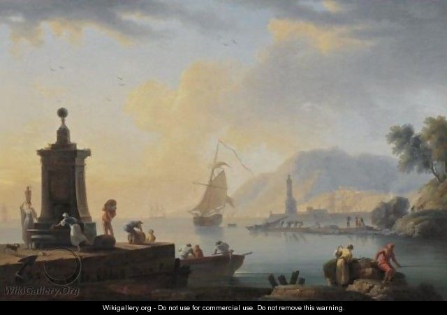 Mediterranean Port Scene - Claude-joseph Vernet