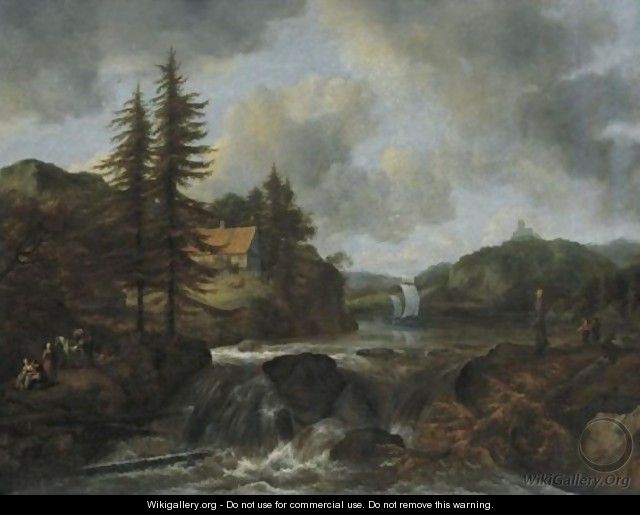 Waterfall In A Mountainous Landscape - Jacob Van Ruisdael