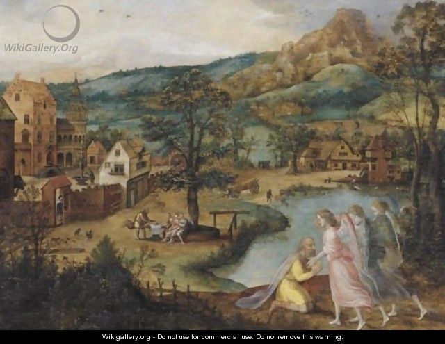 Landscape With Abraham And The Three Angels - Lucas Gassel