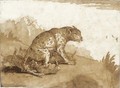 A Leopardess With Her Cubs In A Landscape - Giovanni Domenico Tiepolo