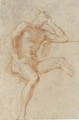 Study Of A Male Nude, Seated, Resting His Chin On His Left Hand - Baldassarre Franceschini