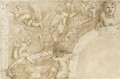 Putti Playing With Vines And A Cornucopia, A Sphinx Above An Arch To The Right - Giulio Pippi (Giulio Romano)