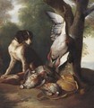 Still Life Of Game Birds And A Dog In A Landscape - Alexandre-Francois Desportes