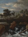 A Rocky River Landscape With A Waterfall - Jacob Van Ruisdael