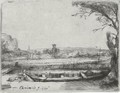 Canal With A Large Boat And Bridge 2 - Rembrandt Van Rijn
