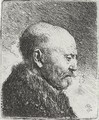 Bald Headed Man In Profile Right The Artist's Father - Rembrandt Van Rijn