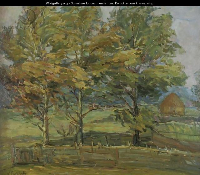 Landscape With Trees And Haystack - Nicolas Tarkhoff