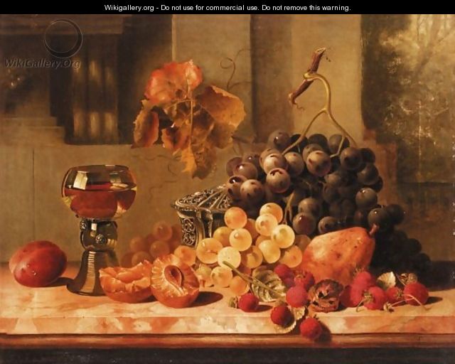 Still Life Of Grapes And Raspberry
