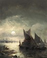 Boats In Moonlight - William A. Thornley or Thornbery