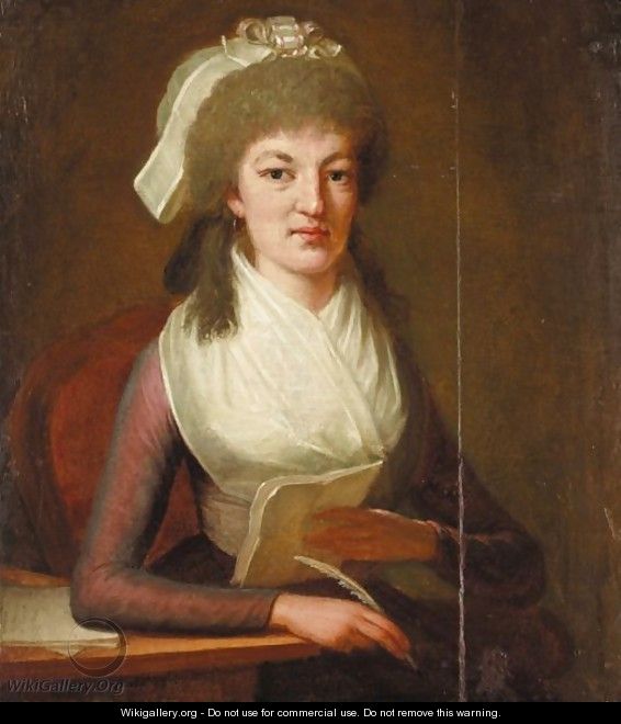 Portrait Of A Lady Writing A Letter - Dominique (Guillaume Dominique Jacques) Doncre