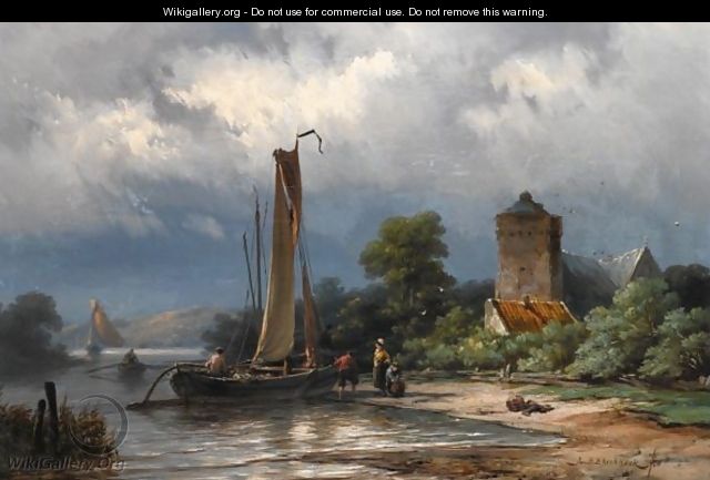 Landing On A River - Johannes Hermann Barend Koekkoek