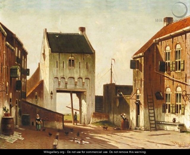 A City Gate In Leerdam - Johannes Franciscus Spohler