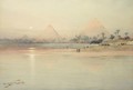A View Of The Pyramids At Sunset - Augustus Osborne Lamplough