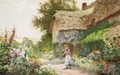 Watering The Flowers At Manor Cottage, Midhurst - Arthur Claude Strachan