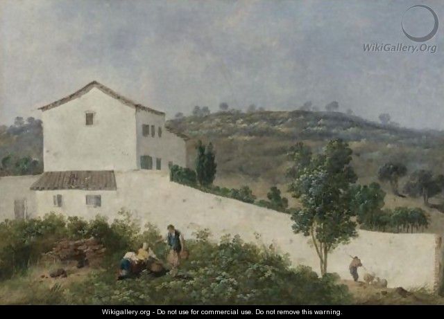 Landscape With A White House And Farmers In The Foreground - Jean-Baptiste Pillement