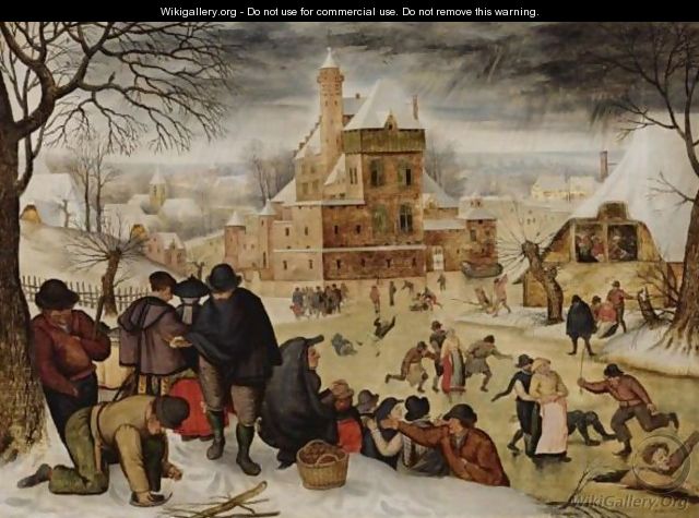 Winter Landscape With Skaters - Pieter The Younger Brueghel