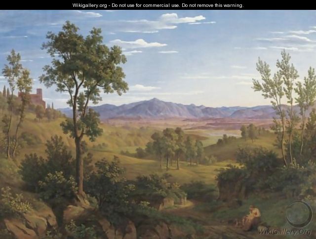A Roman Landscape With A View Of Monte Gennaro - Julius Steinkopf