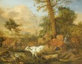 A Landscape With Herdsmen Crossing A Stream With Their Herd - (after) Adriaen Van De Velde