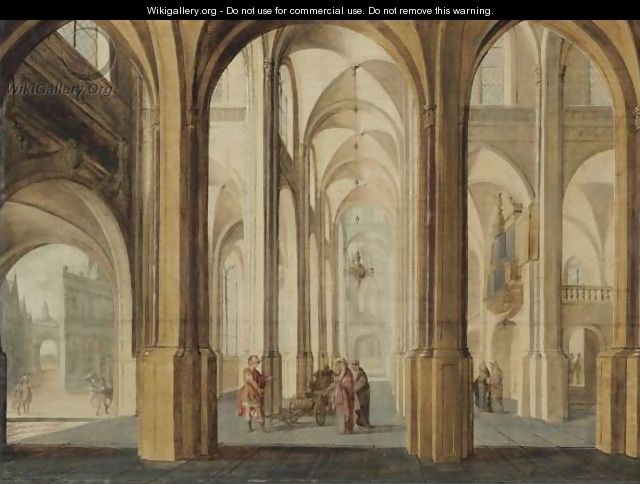 A Church Interior With Alexander The Great Cutting The Gordian Knot - Hans Juriaensz. Van Baden