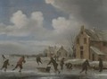 A Winter Landscape With Skaters On A Frozen Lake - (after) Claes Molenaar (see Molenaer)