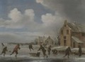 A Winter Landscape With Skaters On A Frozen Lake - (after) Claes Molenaar (see Molenaer)