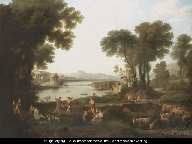 A Classical Landscape With Figures Dancing - William Ward Gill