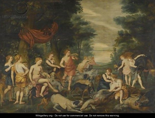 Diana And Her Nymphs Resting After The Hunt - (after) Sir Peter Paul Rubens