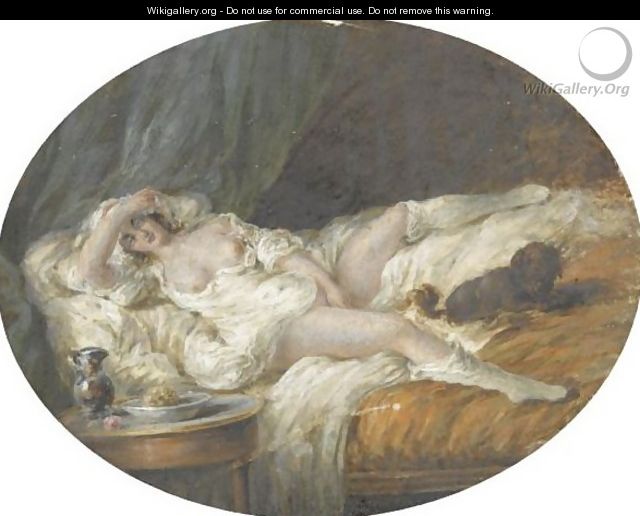 A Female Figure Reclining On Her Bed - French School