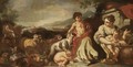 A Landscape With A Peasant Family And Their Animals - (after) Francesco Solimena