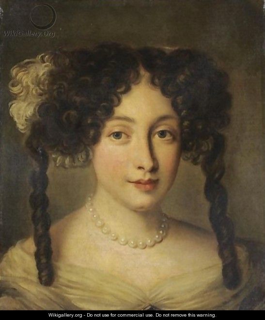 Portrait Of A Lady, Bust-Length, Wearing A Pearl Necklace - (after) Jacob Ferdinand Voet