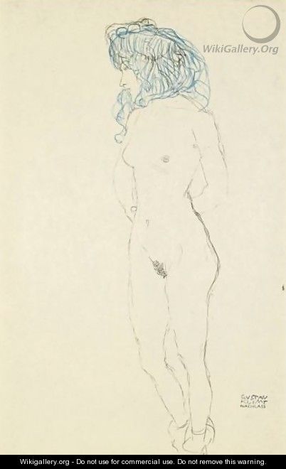 Stehender Frauenakt, Mit Im Rucken Verschrankten Armen - Gustav Klimt
