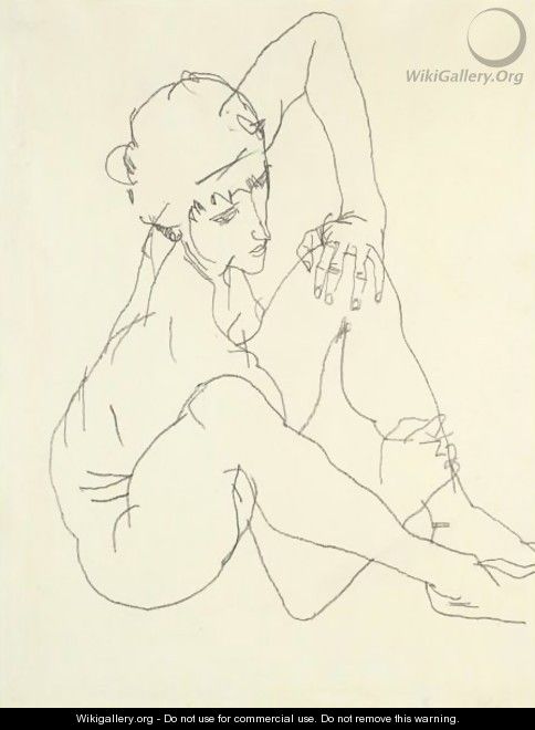 Seated Female Nude - Egon Schiele