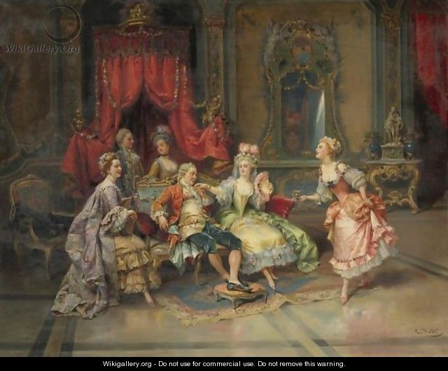 Louis XV In The Throne Room - Cesare-Auguste Detti