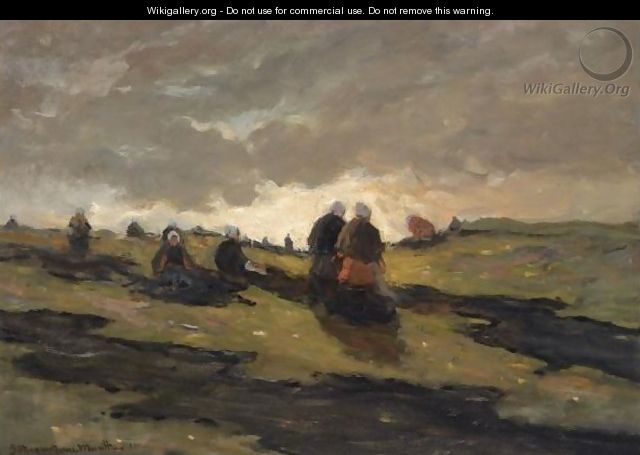 Women Mending Nets In The Dunes - Gerhard Arij Ludwig Morgenstje Munthe
