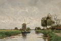Boating In A Polder Landscape - Fredericus Jacobus Van Rossum Chattel