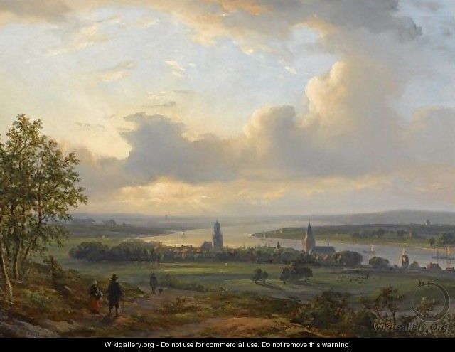 A View On The River Rhine Near Arnhem - Lodewijk Johannes Kleijn