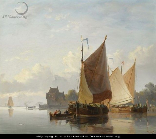 Sailing Ships At Anchor - Willem Jun Gruyter