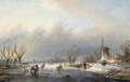 Skaters On A Frozen Waterway - Jan Jacob Coenraad Spohler