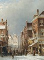 Figures In The Streets Of A Wintry Dutch Town - Pieter Gerard Vertin