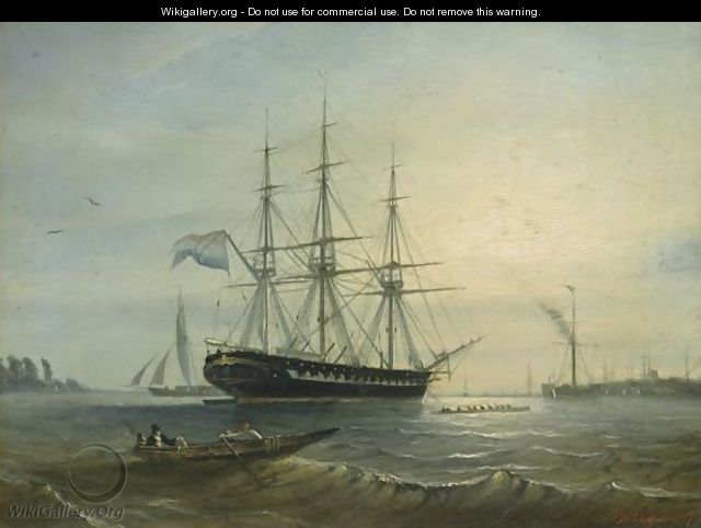 Sailing Vessels In A Dutch Harbour - Petrus Paulus Schiedges