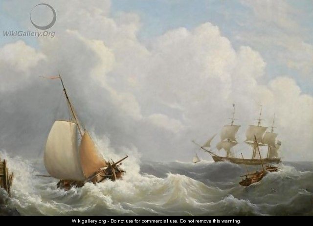 Sailing Vessels Off The Coast - Martinus Schouman