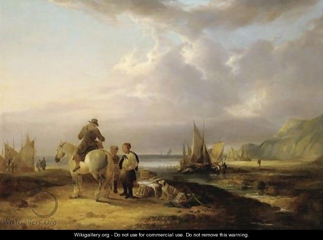 A Horseman Conversing With Two Fishermen - (after) William Snr Shayer