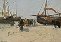 Fisher Folk And Bomschuiten On The Beach - Gerhard Arij Ludwig Morgenstje Munthe