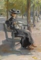 An Elegant Lady Reading In The Bois De Boulogne - Isaac Israels