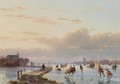 Skaters On The Ice Near A 'Koek En Zopie' - Nicolaas Johannes Roosenboom