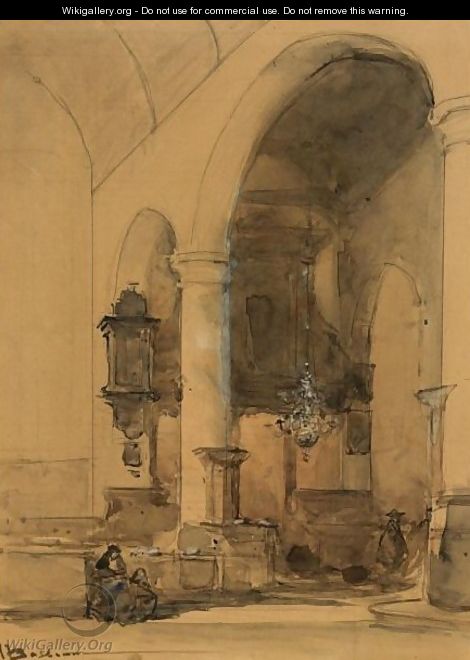 Figures In A Church Interior, Overschie - Johannes Bosboom