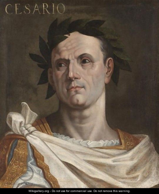 Portrait Of Julius Ceaser, Bust Length, Wearing A Toga And A Laurel Wreath - (after) Bernardino Campi