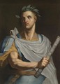 Portrait Of Julius Caesar, Half Length, Wearing A Laurel Wreath And Holding A Baton - (after) Bernardino Campi